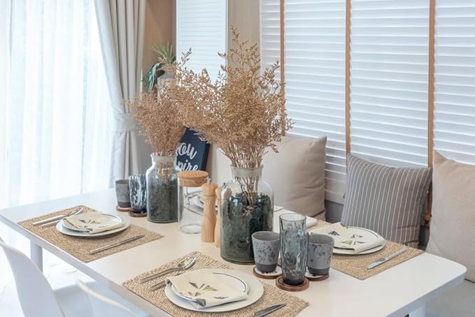 homing Flaxen Cloth Placemats Set of 8 – Cotton Linen Blend Washable Dining Table Mats for Indoors & Outdoors, Easy to Clean, 13 x 19 Inch