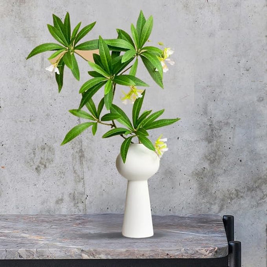 White Ceramic Vase in Nordic Style, Deco Vases for Pampas Grass as Boho Deco, Contemporary Flower Vase with Minimalistic Design for Fresh Flowers(Gourd)