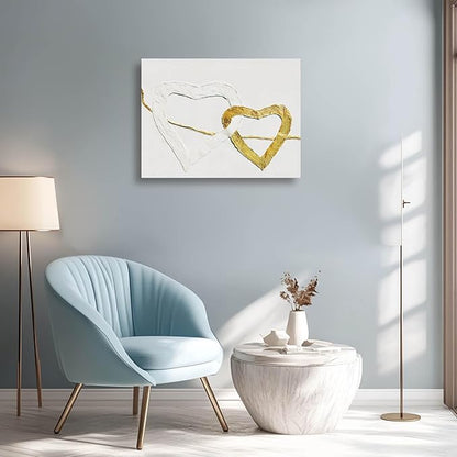 GAIDUOMAI Gold Line Wall Prints White Abstract Art Wall Decor Modern Artwork for Office Minimalist Poster for Bathroom Hallway Wall Decor 12x16 Inch