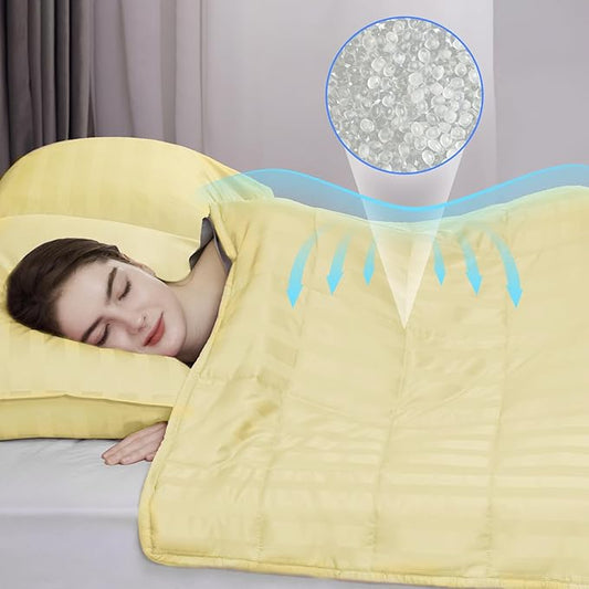 Weighted Blanket,5lbs Heavy Weighted Blanket 36"x48" Breathable Cooling Blanket, Summer Blankets Ultra Soft Comfort Blanket with Glass Beads for All-Season (Yellow)