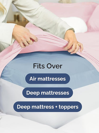 Extra Deep Full Sheet Set - 6 Piece Breathable and Cooling Sheets - Hotel Luxury Bed Sheets Set - Easy Fit - Soft, Wrinkle Free and Comfy Sheets Set - Lavender Pink Sheet Set with Extra Deep Pockets