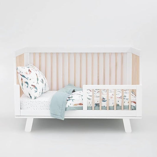 Little Unicorn Toddler Bedding 3-Piece Set | Super Soft & Breathable Muslin Fabric | for Convertible Cribs & Toddler Beds (Mermaid Party)