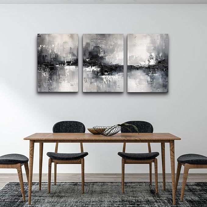 DZRWUBHS Large Wall Art for Living Room Canvas Wall Decor for Bedroom Black And White Wall Painting Inspirational Abstract Pictures Artwork Modern Office Ready to Hang Minimalist Home Decor Set of 3