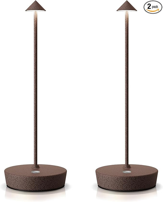 SAKRINGT 2 Pack Cordless Table Lamps Rechargeable, 6000mAh Battery Operated Waterproof Stepless Dimming Modern Portable LED Table Light for Restaurant Dining Patio Outdoor