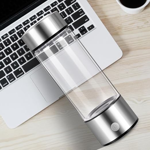 2024 Hydroi 450ml USB PEM Hydrogen Water Bottle - High-Purity Hydrogen-Rich Water in 3 Minutes, Portable Electrolytic Generator for Better Hydration, Energy, Antioxidants, Durable Borosilicate Glass