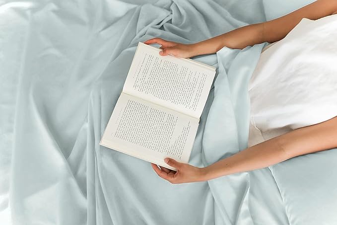 CGK Linens Cal King 6 Piece Sheet Set - Cooling Sheets for Hot Sleepers - Hotel Luxury Bedding Set with 8-16 Inch Deep Pockets - 1 Flat & 1 Fitted & 4 Pillowcases - Soft and Wrinkle Free - Ice Blue