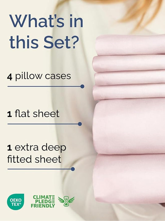 Extra Deep King Sheet Set - 6 Piece Breathable and Cooling Sheets - Hotel Luxury Bed Sheets Set - Easy Fit - Soft, Wrinkle Free and Comfy Sheets Set - Lavender Pink Sheet Set with Extra Deep Pockets