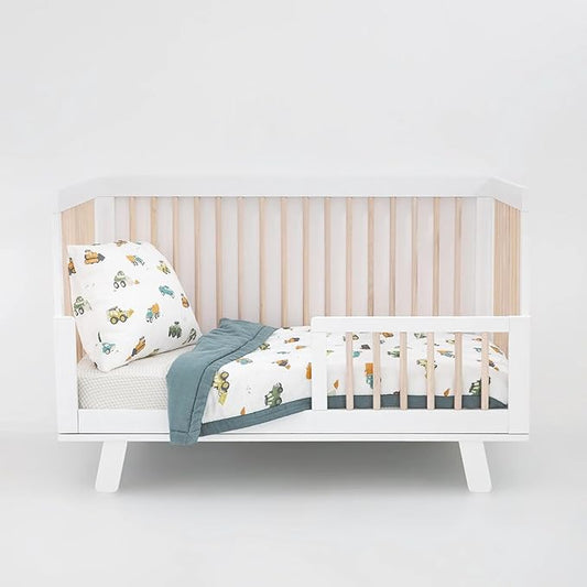 Little Unicorn Toddler Bedding 3-Piece Set | Super Soft & Breathable Muslin Fabric | for Convertible Cribs & Toddler Beds (Work Trucks)