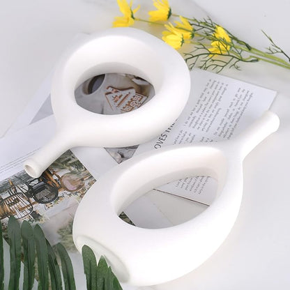 White Ceramic Vase Set 2,Modern Hollow Circle with Hole Flower Vase for Home Decor,for Table Centerpieces,Farmhouse,Fire Place,Living Room,Bedroom,Office,Bookshelf,Rustic Decor