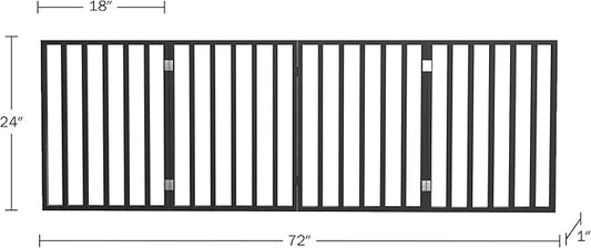Indoor Pet Gate - 4-Panel Folding Dog Gate for Stairs or Doorways - 72x24-Inch Freestanding Pet Fence for Cats and Dogs by PETMAKER (Black)