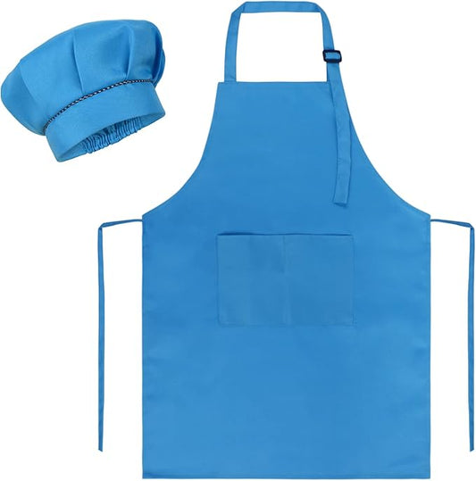 SUNLAND Kids Apron and Hat Set Children Chef Apron for Cooking Baking Painting