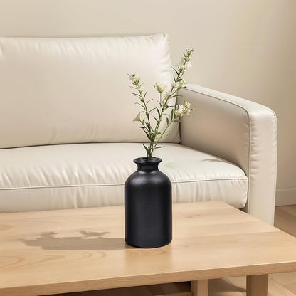 Black Vase for Flowers-Set of 6 Ceramic Small Bud Vases for Flowers & House Plants, Modern Minimalist Decorative Vases, Ceramic Vases for Centerpieces, Home, Shelf, Office, Table, Mantel Decor