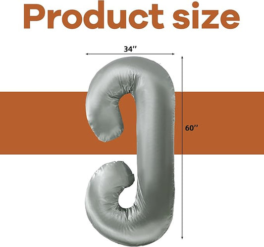 HOMBYS Silky Satin Pregnancy Pillow Cover (ONLY Pillowcase), Luxurious Smooth Maternity Pillow Cover, C Shaped Soft & Breathable Large Pillow Protector for Side Sleeper, 60.2" L x 34.2" W, Dark Grey