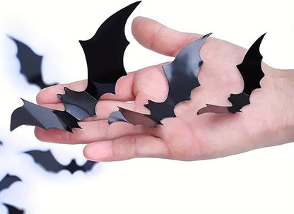 Halloween Wall Stickers 28Pcs Bat Wall Decor 3D Self Adhesive Halloween Wall Decals Horror Black Bats Wall Decorations Reusable Window Stickers for Halloween Party Home Room Art DIY Accessories