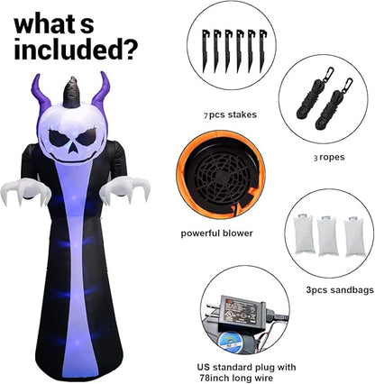 10Ft Giant Halloween Inflatables Pumpkin Halloween Decorations Inflatables with LED Light Sandbags Stakes Strings Halloween Inflatables Outdoor Decorations Blow Up Inflatable Holiday Yard Decoration