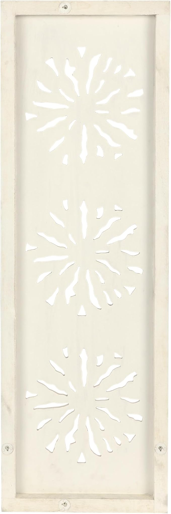 Deco 79 Wood Floral Handmade Home Wall Decor Distressed Intricately Carved Wall Sculpture with Gold Detailing, Wall Art 12" x 1" x 36", Cream