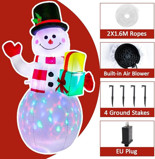AerWo 5ft Christmas Inflatables Blow Up Yard Decorations, Upgrade Snowman Xmas Inflatable with Rotating LED Lights for Indoor Outdoor Yard Garden Christmas Decorations