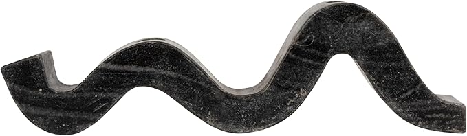 Bloomingville Marble Wave Double Taper Candle Holder, Black