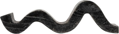 Bloomingville Marble Wave Double Taper Candle Holder, Black
