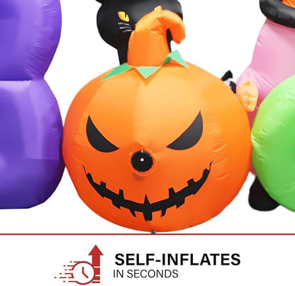 Haunted Hill Farm 5-Ft Tall Boo Sign Blow Up Inflatable with Lights and Music, Outdoor Halloween Inflatable Decoration for Lawn and Yard, Large Spooky Holiday Decor