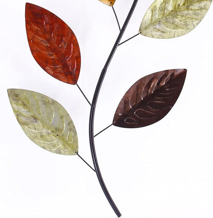 Adeco 37.5 inch Modern Metal Leaf Wall Decor For Living Room Set of 2, Large Metal Wall Art Sculptures For Bedroom, Hallway, Dinning Room