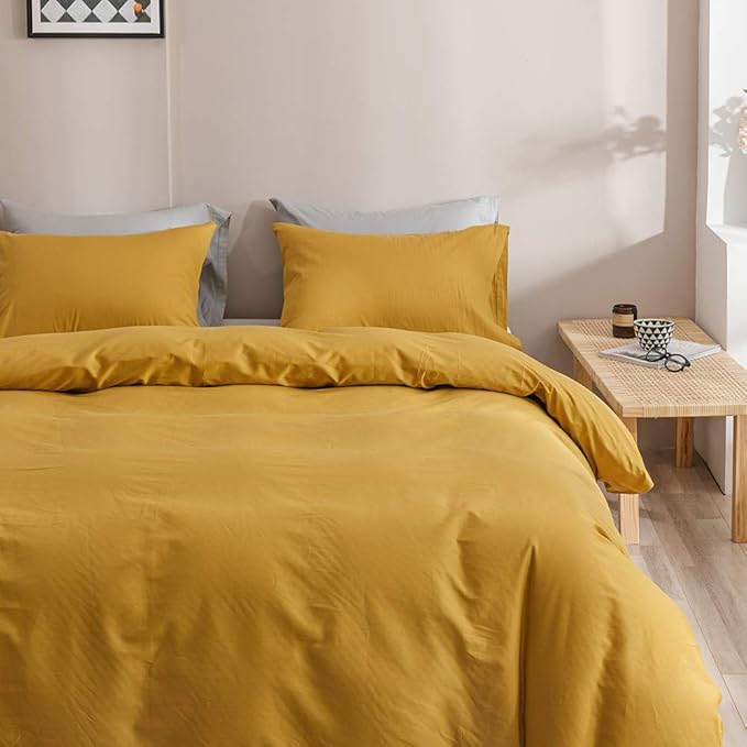 Wellboo Mustard Yellow Comforter Sets Queen Size Solid Ginger Bedding Comforters Women Men Plain Dark Yellow Quilts Modern Minimalist Gold Blankets Soft Vintage Bedroom Decor Aesthetic