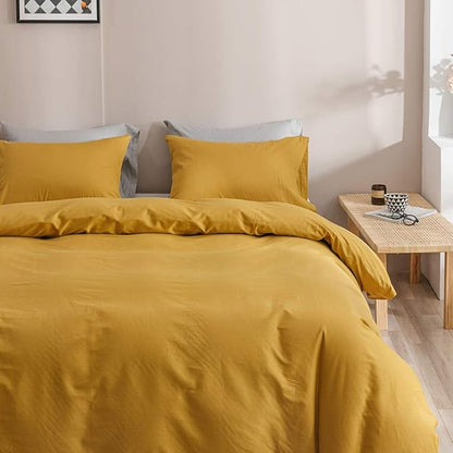 Wellboo Mustard Yellow Comforter Sets Queen Size Solid Ginger Bedding Comforters Women Men Plain Dark Yellow Quilts Modern Minimalist Gold Blankets Soft Vintage Bedroom Decor Aesthetic