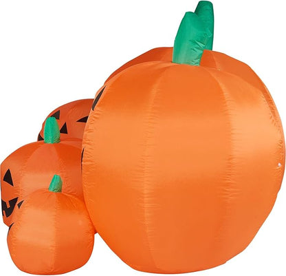 Haunted Hill Farm 10-ft. Wide Pumpkin Family Blow Up with Lights, Outdoor Halloween Inflatable Decoration for Lawn and Yard, Giant Spooky Holiday Decor