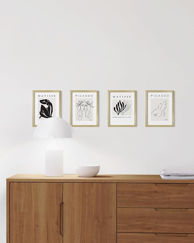 HAUS AND HUES 6x8 Gold Metal Picture Frames - Gold Frames 6x8 - Features Premium Aluminum, Vertical Hanging, Easel Back for Tabletop, Home, Office (6x8 in, Set of 4)