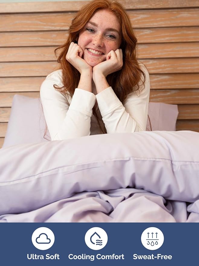 Extra Deep Cal King Sheet Set - 6 Piece Breathable & Cooling Sheets - Hotel Luxury Bed Sheets Set - Easy Fit - Soft, Wrinkle Free & Comfy Sheets Set - Light Lavender Sheet Set w/Extra Deep Pockets