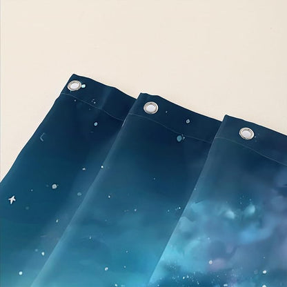 AILONEN 3D Bear Shower Curtain for Bathroom,Evening Starry Black Bear Printed Bath Curtain,Forest Wildlife Decoration Shower Curtain Waterproof 72" W*78" H