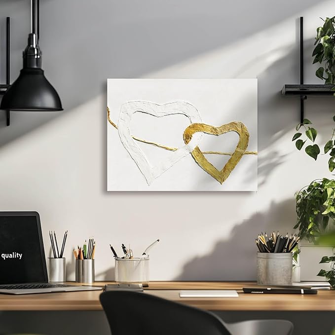 GAIDUOMAI Gold Line Wall Prints White Abstract Art Wall Decor Modern Artwork for Office Minimalist Poster for Bathroom Hallway Wall Decor 12x16 Inch