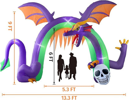 Amazingforless (9ft) Halloween LED Inflatable Decorations w/Blower Spooky Animated Blow Up (Frankenstein, Dragon, Ghost, Pumpkin, Skeleton Dog,Tree,Clown, Archway)