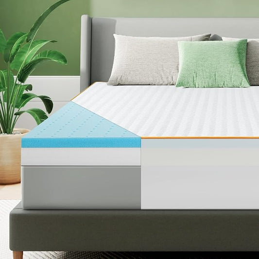 Firm Queen Size Mattress Topper, 4 Inch High Density Support Memory Foam with Washable Deep Protector, Bed Topper with Ventilated Design, Enhanced Support for Back Pain&Pressure Relief, CertiPUR-US