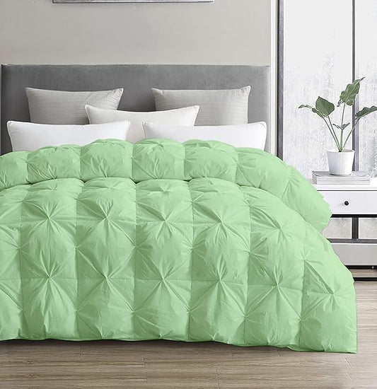 SLEEP-NEST California King Comforter 102"x96" Hotel Luxury - 1 Piece Down Alternative Pinch Pleat Quilt with 8 Corner Tabs - Super Soft 350 GSM, All-Season Cal King Pintuck Duvet Insert - Olive Charm