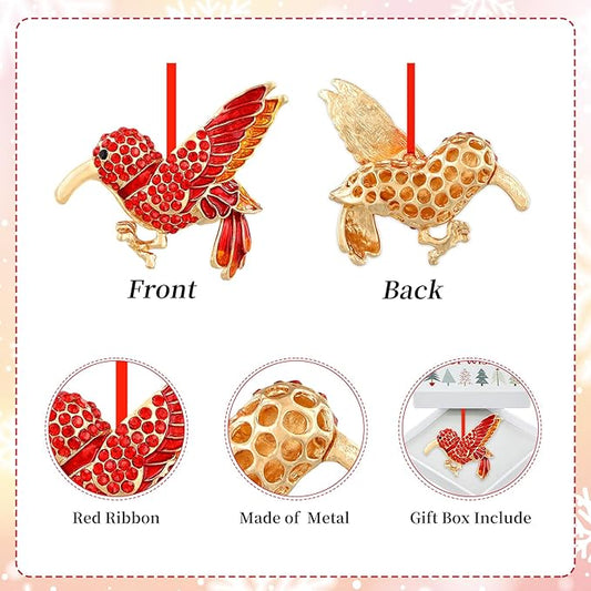 PETCEE Metal Bird Christmas Ornaments - Red Hummingbird Christmas Ornaments Christmas Tree Decoration Hummingbird Keepsake Gifts for Women Friend Mother Wife Co Worker Daughter