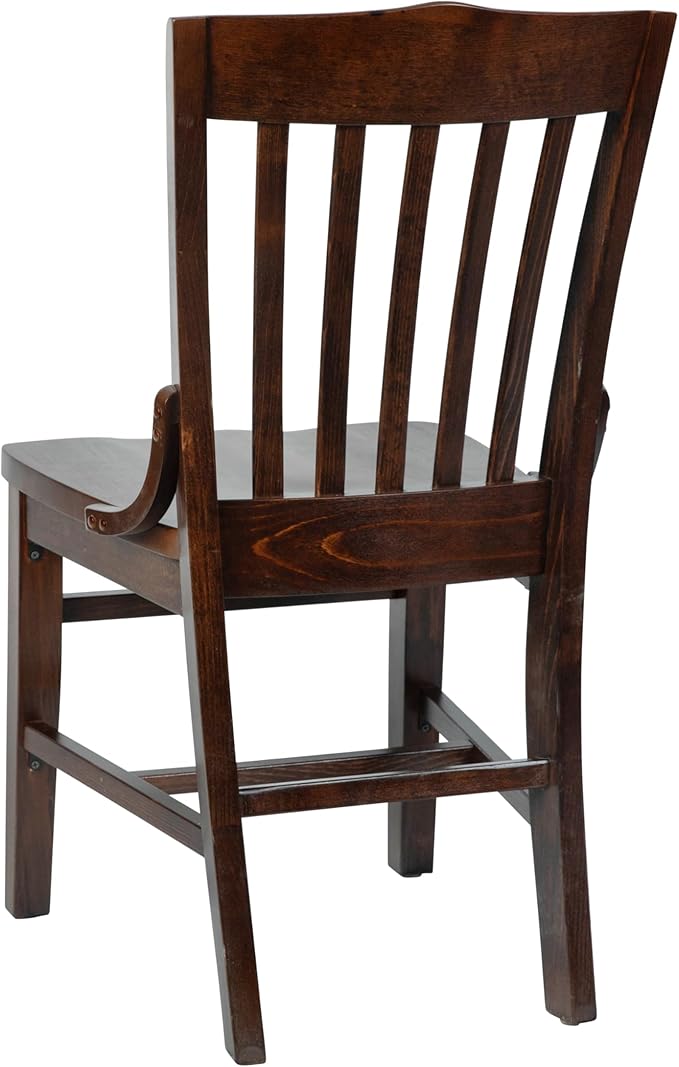 Flash Furniture Hercules Series School House Back Mahogany Wood Dining Chair, Traditional Elegant Wood Restaurant Chair, Walnut Wood