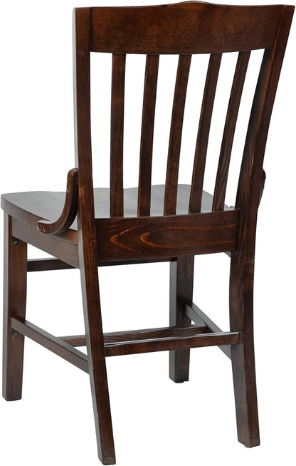 Flash Furniture Hercules Series School House Back Mahogany Wood Dining Chair, Traditional Elegant Wood Restaurant Chair, Walnut Wood