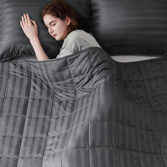 Weighted Blanket for Adult,30lbs Heavy Weighted Blanket 88"x104" Breathable Cooling Summer Blankets, Ultra Soft Cotton Comfort Throw Blanket with Glass Beads for All-Season (Dark Grey)