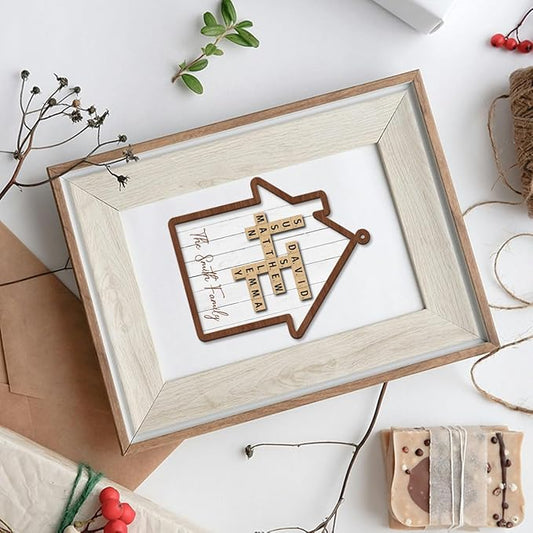 Custom Family Crossword Ornament, Wooden Ornaments for Christmas Tree, Custom Grandkids Crossword Art, Custom Christmas Ornament, Personalized Ornaments for Christmas