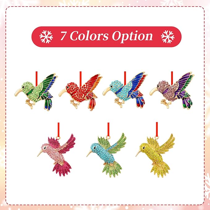 PETCEE Hummingbird Gifts for Women - Bird Christmas Tree Ornaments Decorations Pink Hummingbird Christmas Ornament Metal Bird Ornaments Keepsake Gifts for Women Friend Mother Wife Coworker Daughter