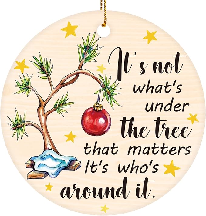 Tree Quote 2 Christmas Tree Ornaments, Funny Christmas Ornaments 2025, Ceramic Christmas Tree Ornaments for Family Friends, Cute Holiday Hanging Decor, Sentimental Xmas Gift Keepsake
