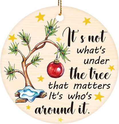 Tree Quote 2 Christmas Tree Ornaments, Funny Christmas Ornaments 2025, Ceramic Christmas Tree Ornaments for Family Friends, Cute Holiday Hanging Decor, Sentimental Xmas Gift Keepsake