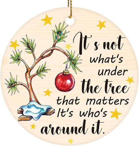 Tree Quote 2 Christmas Tree Ornaments, Funny Christmas Ornaments 2025, Ceramic Christmas Tree Ornaments for Family Friends, Cute Holiday Hanging Decor, Sentimental Xmas Gift Keepsake
