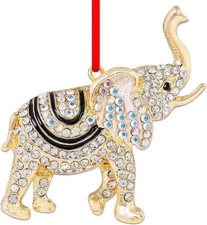 WhatSign Elephant Ornament for Christmas Tree - Metal Cute Elephant Party Decorations Hanging Ornament Keepsake Gifts for Kids Girls
