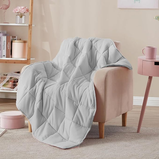Weighted Blanket Kids (40"x60" 7lbs) Cooling Weighted Blanket for Sleeping, Throw Size Breathable Blanket with Premium Glass Bead(Stone Grey)