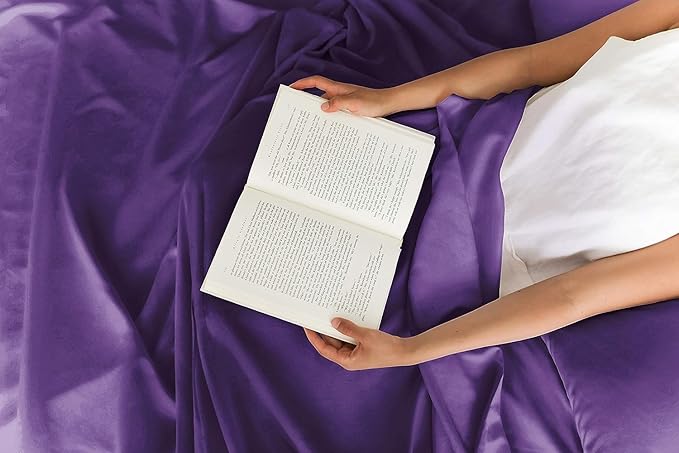 CGK Linens Queen 6 Piece Sheet Set - Cooling Sheets for Hot Sleepers - Hotel Luxury Bedding Set w/ 8-16 Inch Deep Pockets - 1 Flat & 1 Fitted & 4 Pillowcases - Soft, Easy Care & Wrinkle Free - Purple