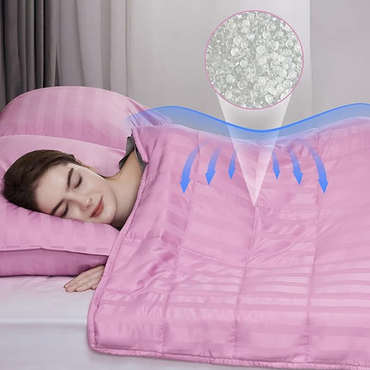 Weighted Blanket for Adult,20lbs Heavy Weighted Blanket 48"x72" Breathable Cooling Summer Blankets, Ultra Soft Cotton Comfort Throw Blanket with Glass Beads for All-Season (Pink)