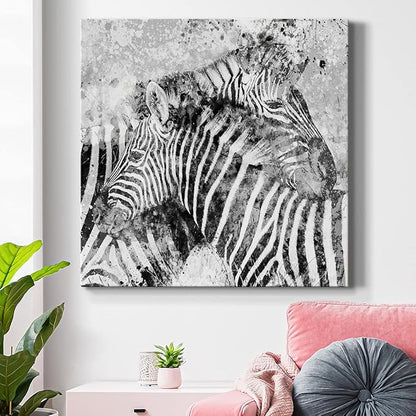 Canvas Prints Wall Art Animals Painting for Wall Décor, Zebra Pair Wall Art, Ready to Hang, 32'' x 32''