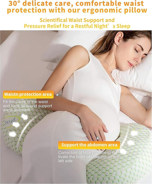 Pregnancy Pillows for Sleeping, Soft Pregnancy Pillow Side Sleeper with Detachable and Adjustable Pillow Cover, Maternity Body Pillow for Pregnancy Belly/Back Support